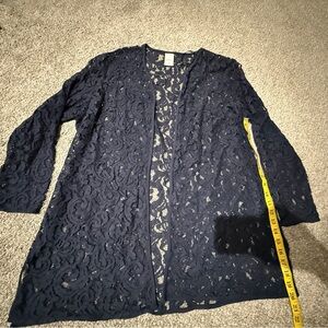 Bedford fair Elegant Navy Lace Cardigan
